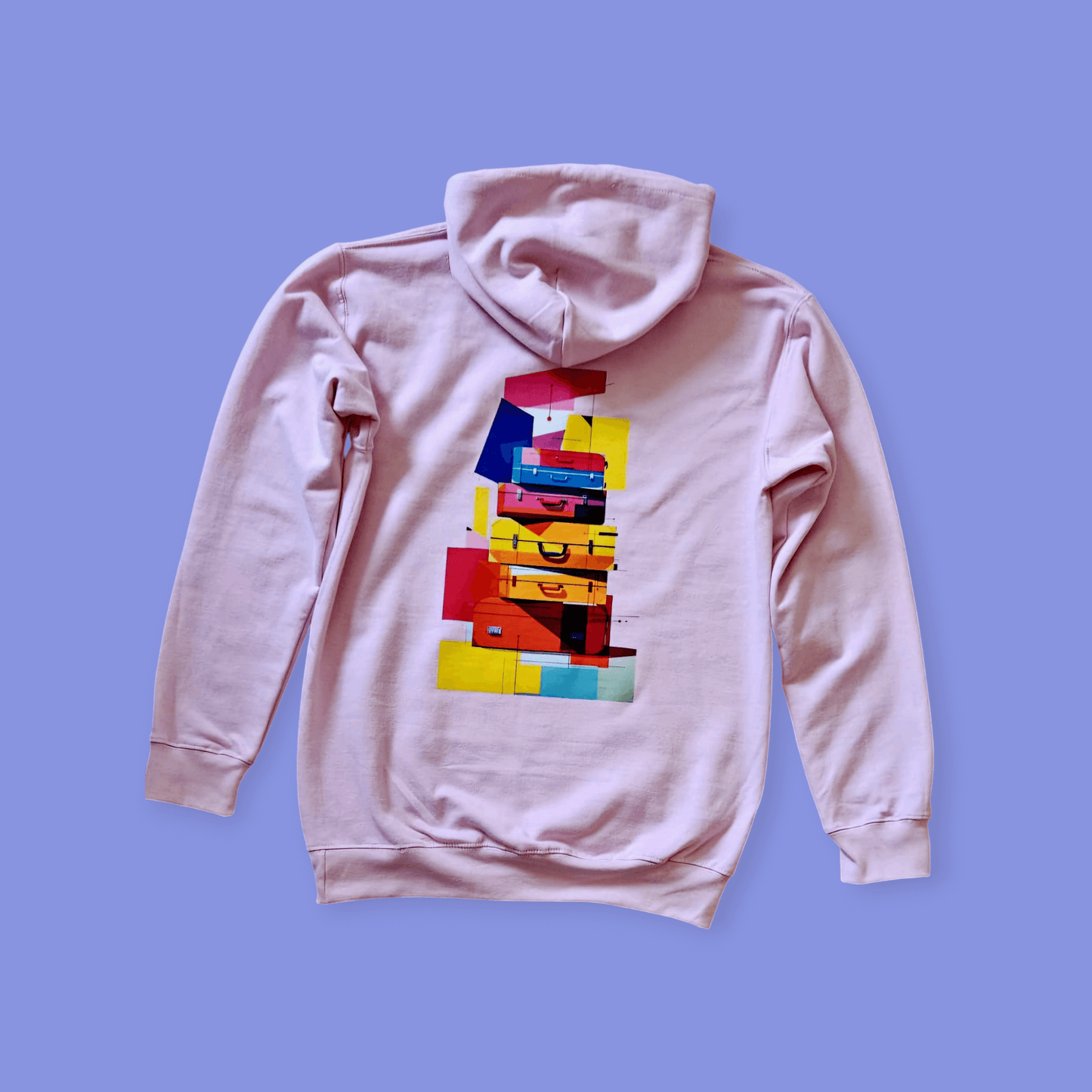 Rosa Hoodie – Design „Bunte Reise“