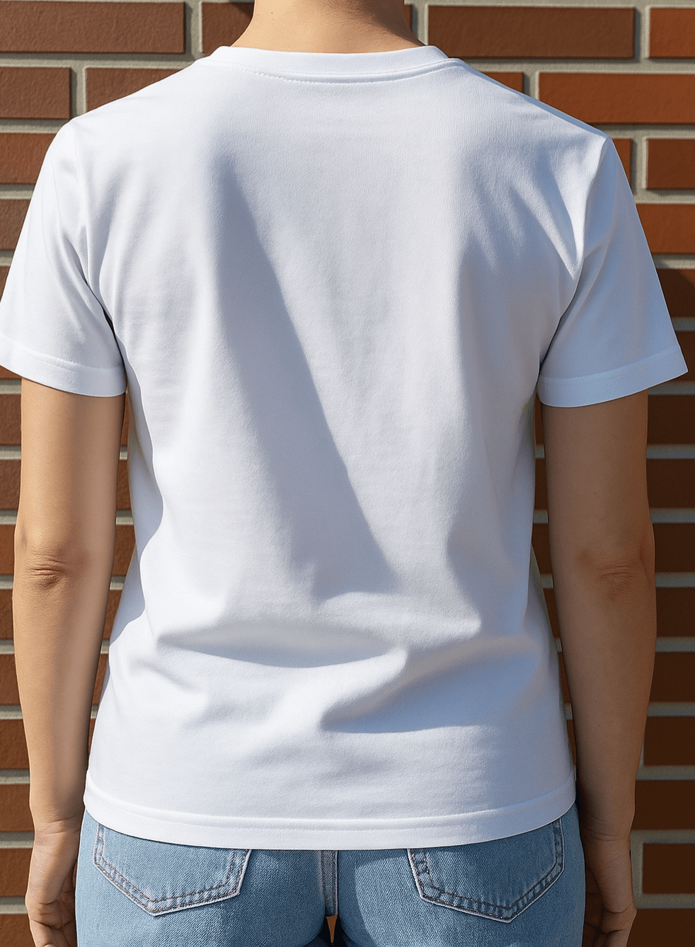 Rückansicht eines weißen Fitness-T-Shirts – schlichtes Design, ideal für das Training
