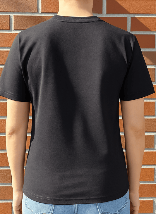Black t-shirt with colorful floral and fire elements – "Color. Energy. Creativity." quote print
